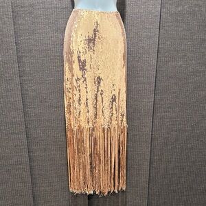 Rose Gold Sequin Fringe Skirt